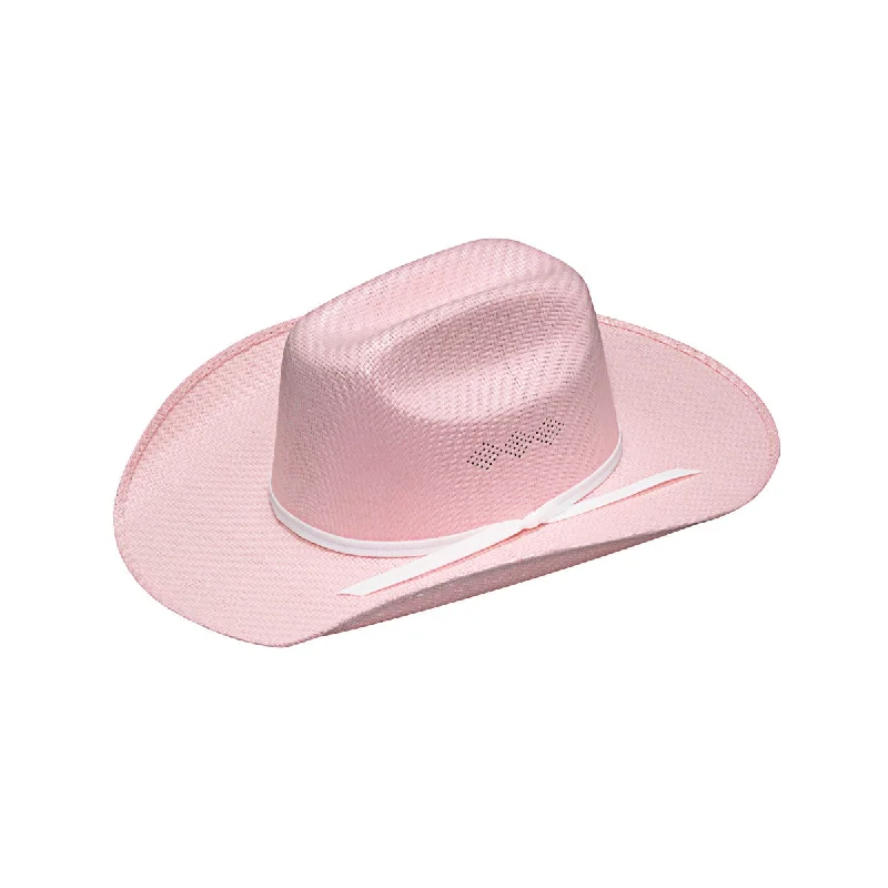 Simple straw sun hat for women with wide brim and soft design -Twister Youth Pink Straw Hat