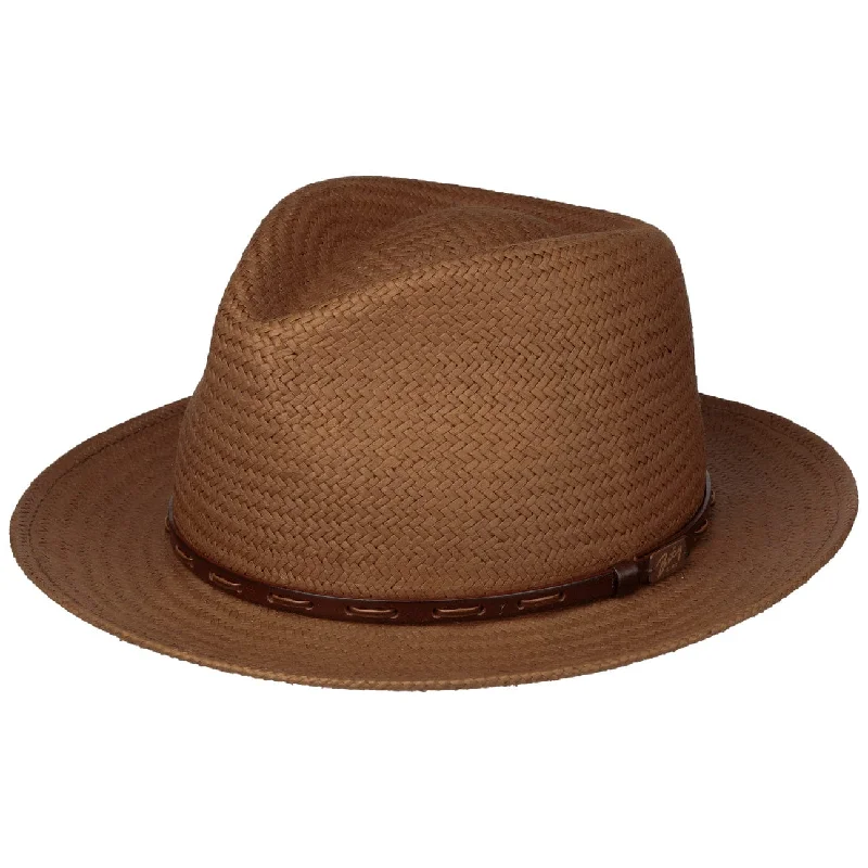 Stylish straw trilby for men with sharp lines and trendy vibe -Lappen Straw Hat by Bailey 1922