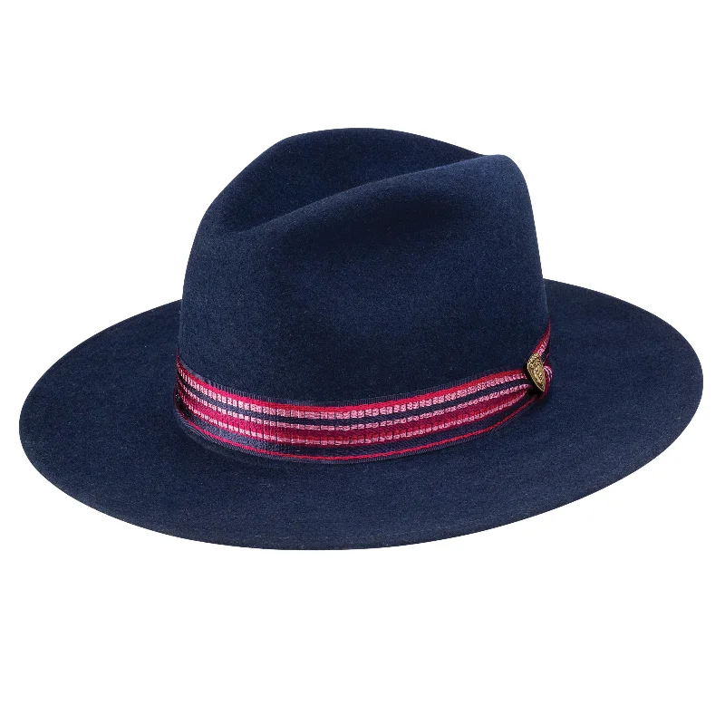 Elegant straw fedora hats for men with leather accents and rustic vibes -Dobbs Rocco Wool Felt Pinch Front Fedora