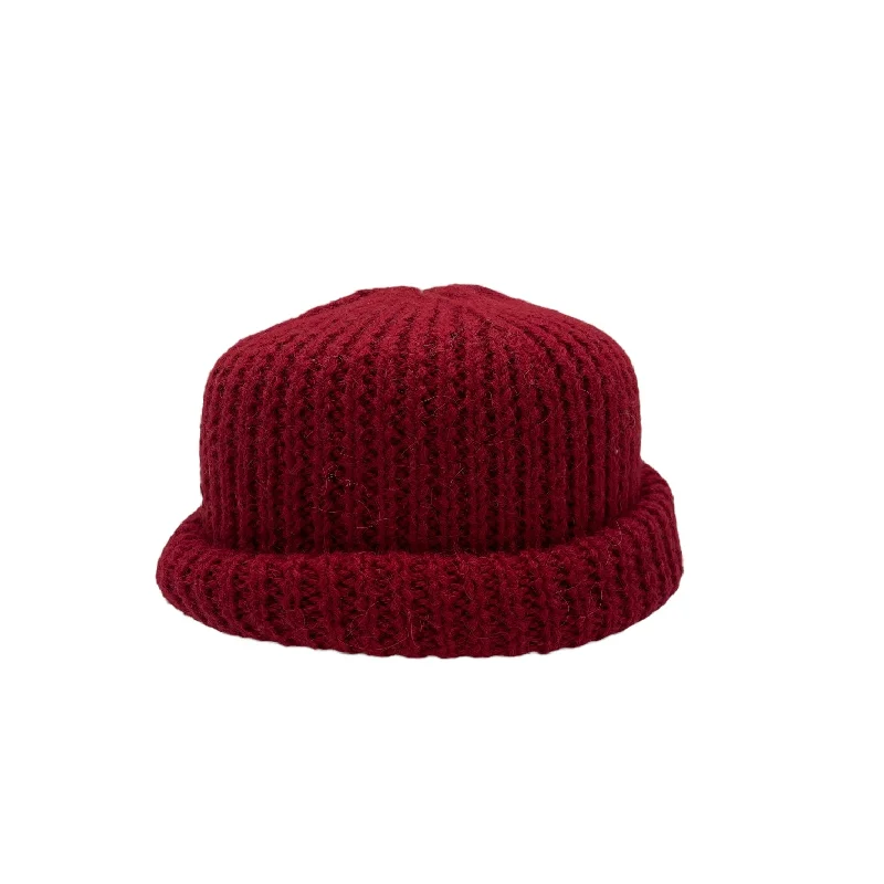 Designer felt hat with intricate stitching patterns -Red Alpaca Beanie