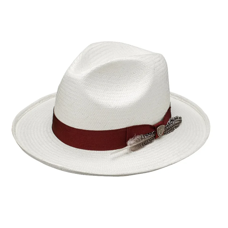 Custom straw fedora hats for men with personalized embroidery for a unique twist -Dobbs Arlo Shantung Toyo Fedora with Brim Curl