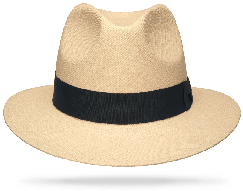 Handmade straw fedora hat for men with a classic, sophisticated style -Cuenca New Hampton Natural