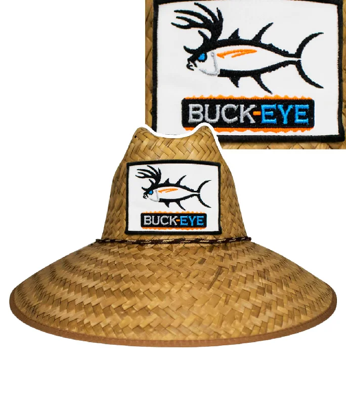 High-quality straw hat for men with a wide brim and durable construction -"Buck-Eye" STRAW SUN HAT UNISEX BEACH HAT