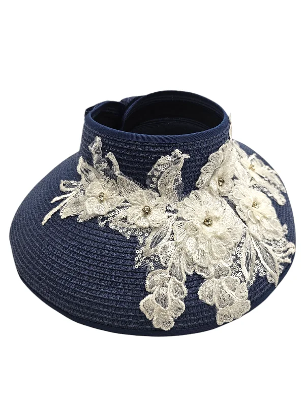 Stylish felt hat with wide brim elegance -Handstitched Sun Visor For Versatile Use (Belle Reve)