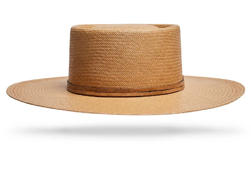 Handmade straw beach hat for women with natural, breathable material -Okeefe distressed