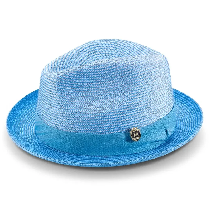 High-quality wool fedora hats for men with structured design for a sharp look -Montique Porter Two-Toned Polybraid Straw Fedora