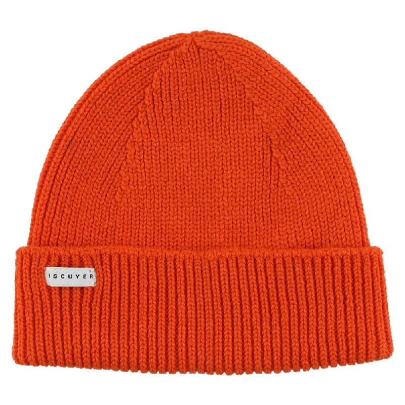 Adjustable cap with sturdy velcro closure -Ribbed Merino Beanie / Bold Orange