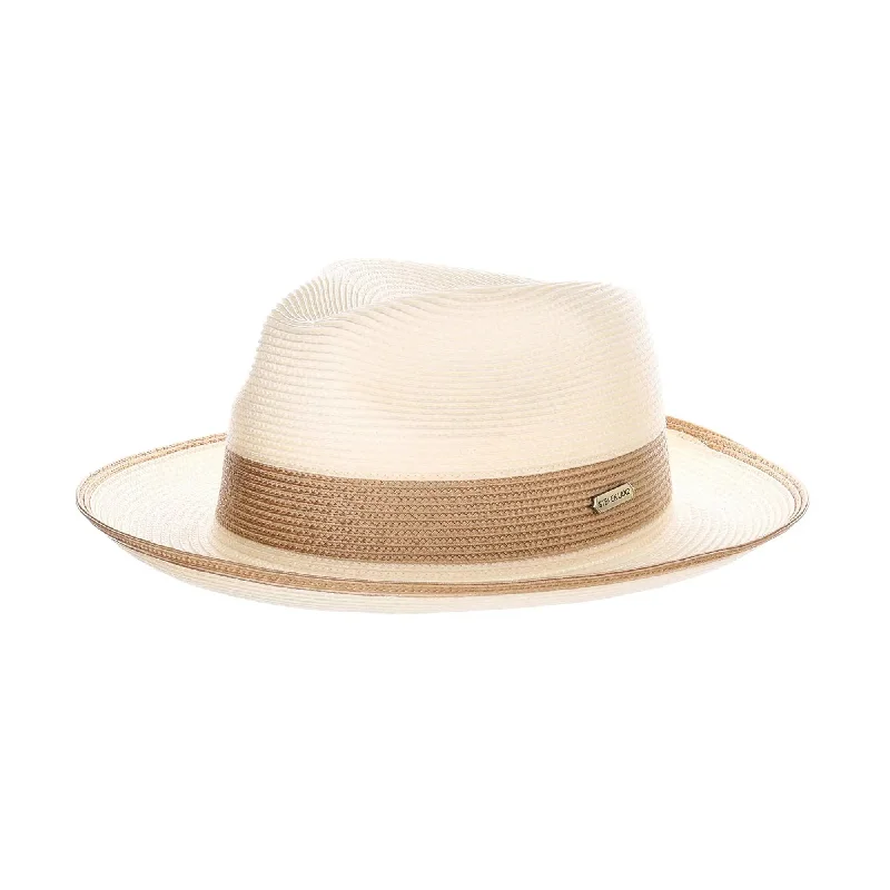 Classic straw fedora hats for men with contrasting bands for eye-catching appeal -Steven Land Parker Pinch Front Polybraid Straw Fedora