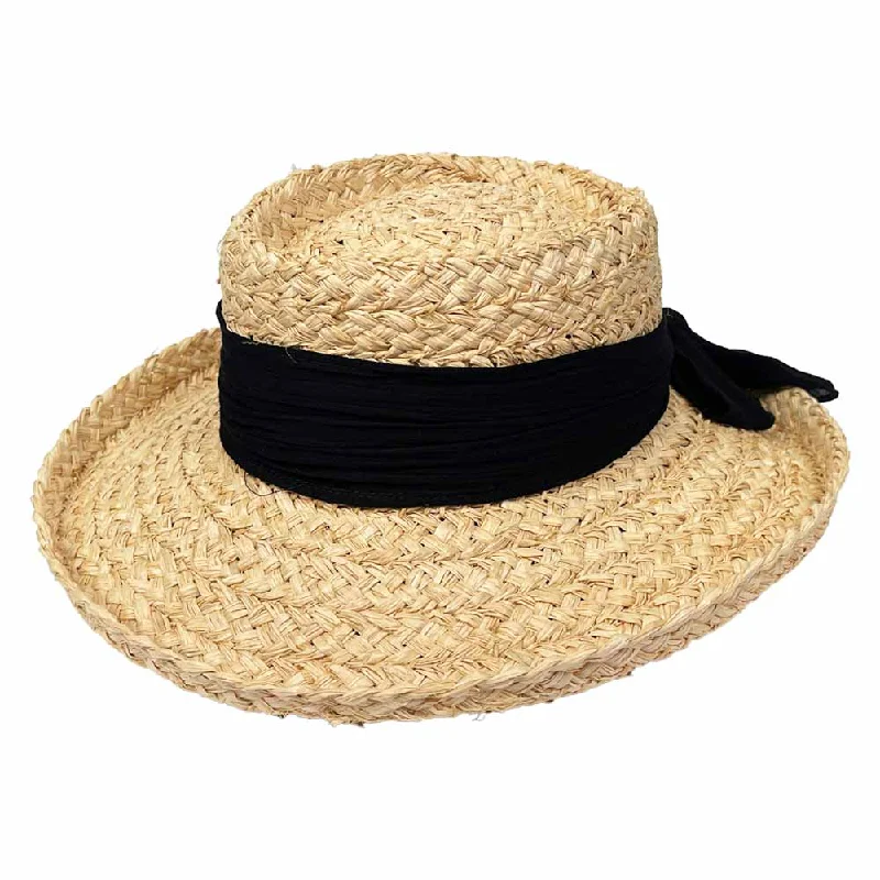 Beach-ready straw sun hat for women with wide brim and chic style -Saint Martin - Resort Raffia Gambler