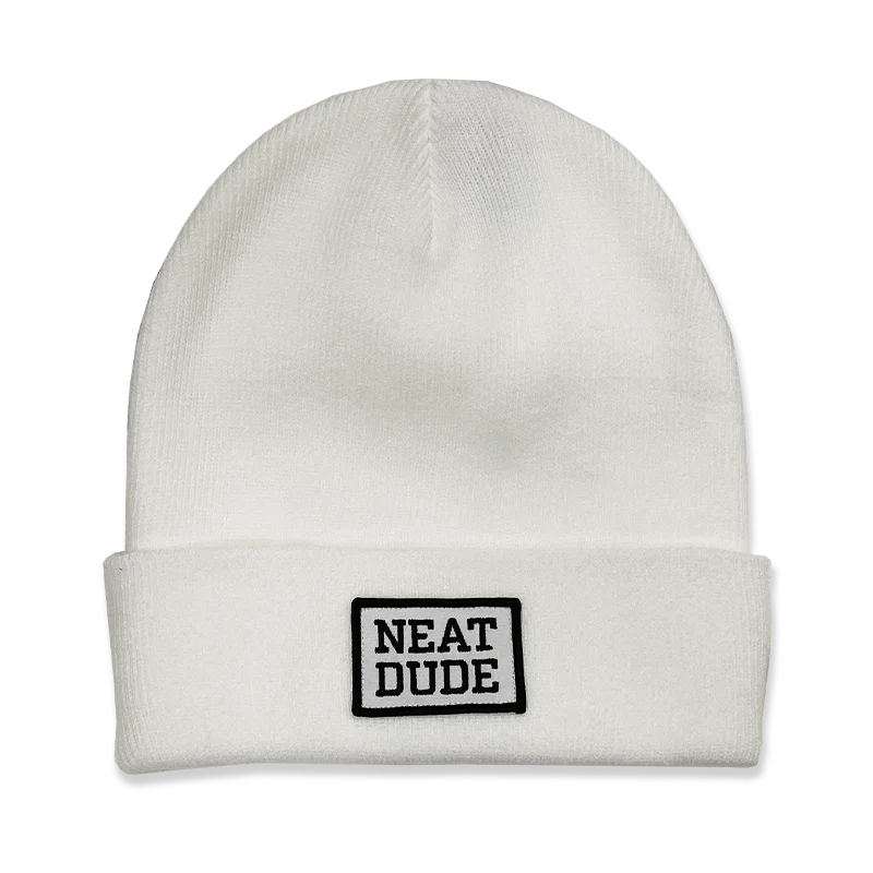 Trucker cap with retro patch design -Classic Beanie - White