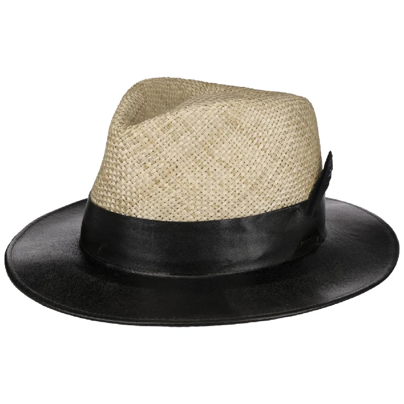 Stylish straw fedora hat for men with a sleek band design -Larsen Straw Hat by Bailey 1922