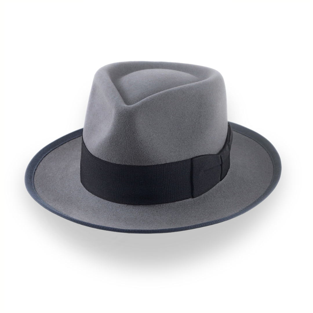 Fashionable fedora hats for men with statement feathers for extra flair -Classic Men's Fedora Hat In Grey Beaver Fur Felt | The Patron