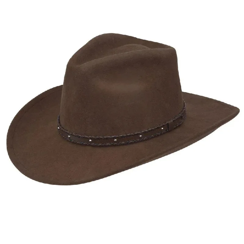 Classic cowboy hats with felt and leather trims for women with rustic charm -Black Creek (BC2043)- Crushable Wool Felt Cowboy Hat