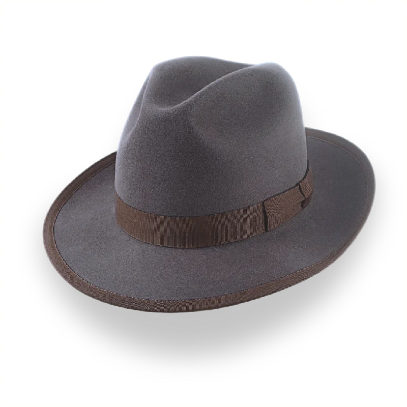 Custom-fedora hats for women with trendy designs and customizable colors -Handcrafted Classic Fedora in Caribou Grey Fur Felt | The Cavalieri