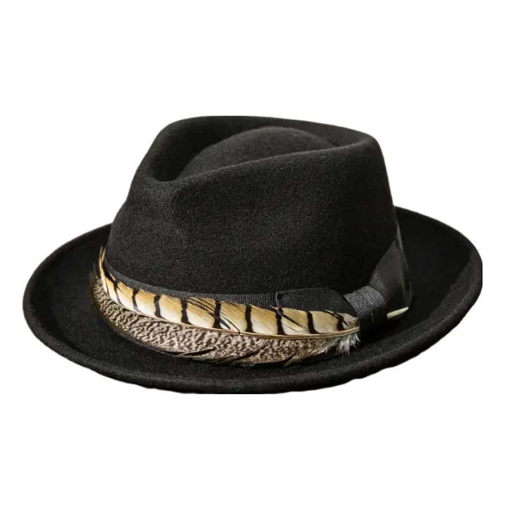 Luxury wool felt hat for refined taste -Soprano Feather Wool Fedora Hat