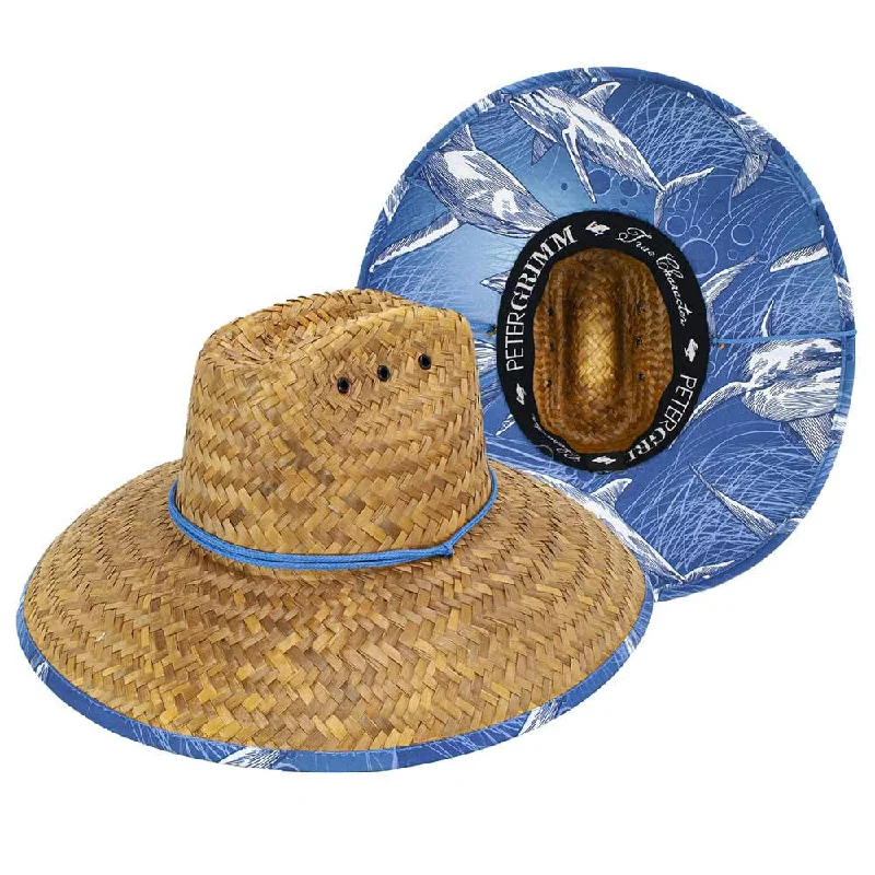 Trendy straw fedora hat for women with a modern, chic look for summer -Peter Grimm - Shark Lifeguard Hat