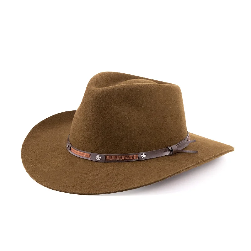 Durable straw cowboy hats for men with UV protection for sunny outdoor activities -5X Brown Felt Hat