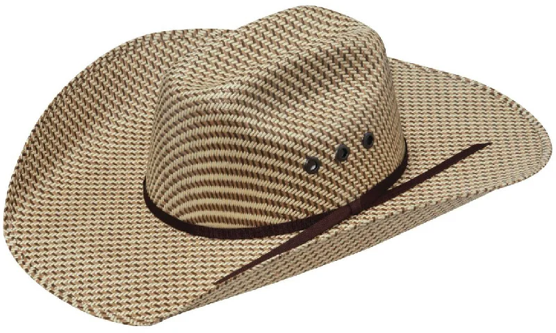 Natural straw hat for women with eco-friendly materials and breathable design -Youth Chocolate/Tan Weave Straw Hat