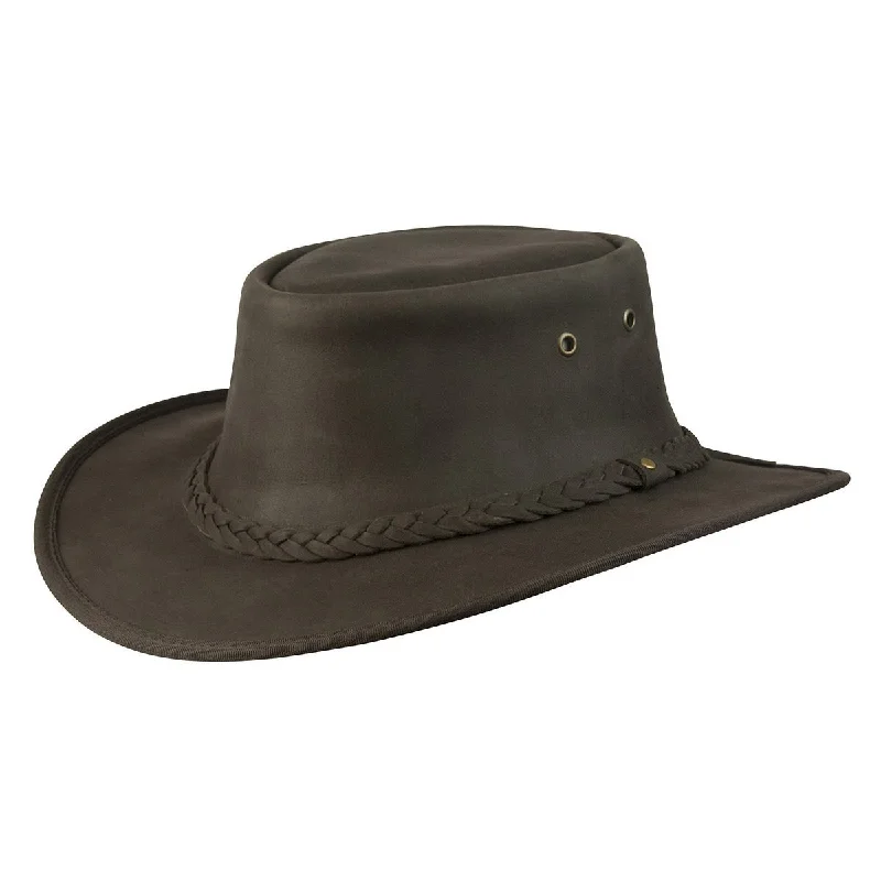 Leather cowboy hats for men with rugged, distressed finishes for a tough style -Lone Wolf Crushable Leather Hat