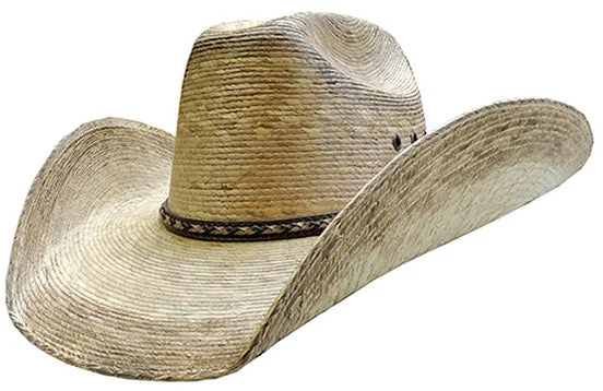 Timeless straw hat for women with delicate pattern and feminine design -4.5' Cattleman Burnt Palm