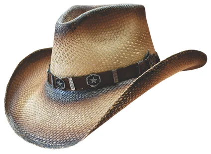 Wide-brim straw fedora for women with timeless style and classic look -Dallas Hats -Logan- Tea Stained with Texas Star Accented Hatband