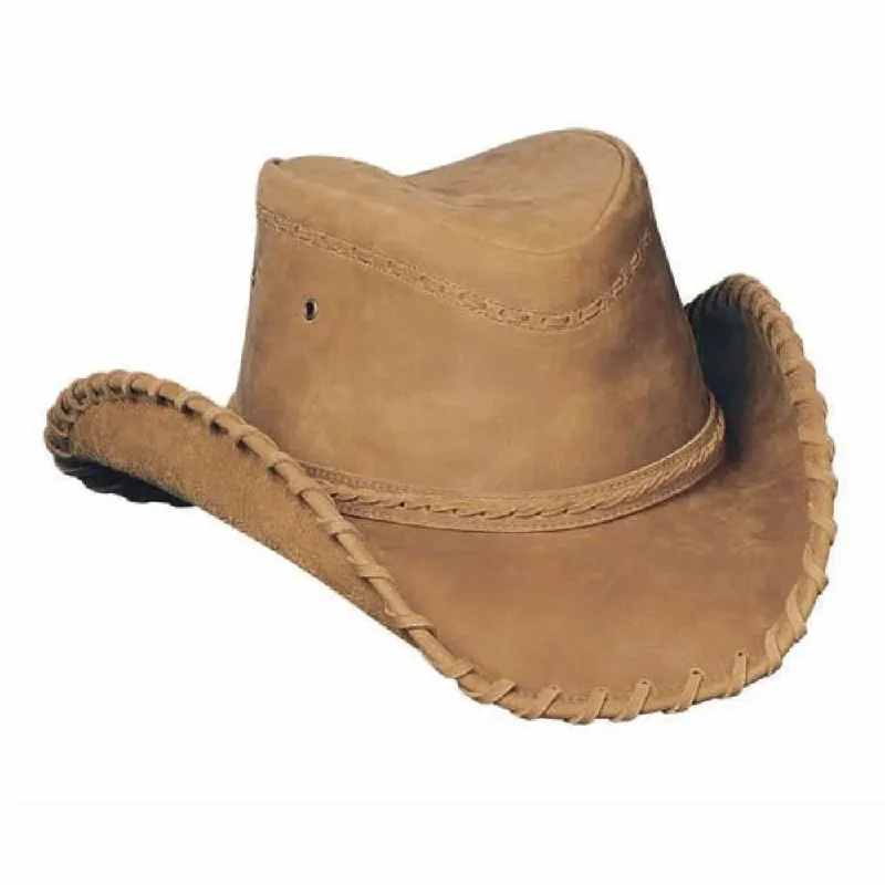 Vintage cowboy hats for men with structured brims and detailed leather stitching -Bullhide Sydney - Leather Cowboy Hat