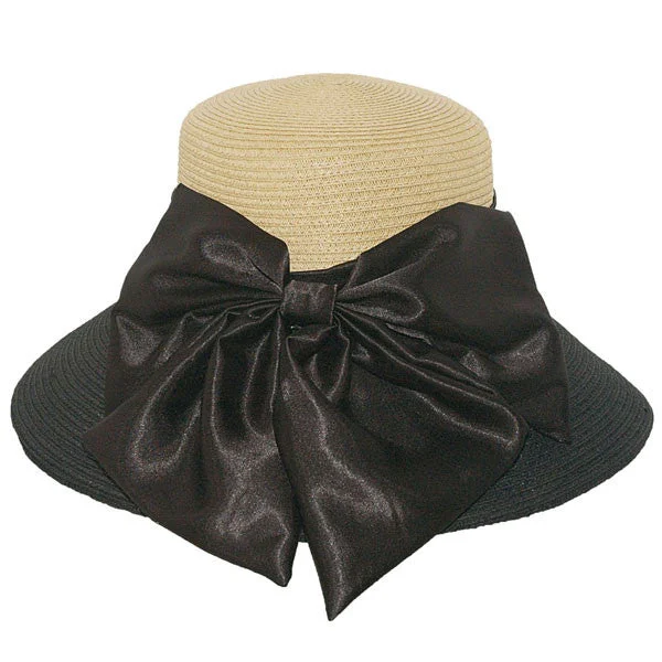 Classic straw boater hat for men with flat top and vintage vibe -Karen Keith - Two Tone Lampshade Hat