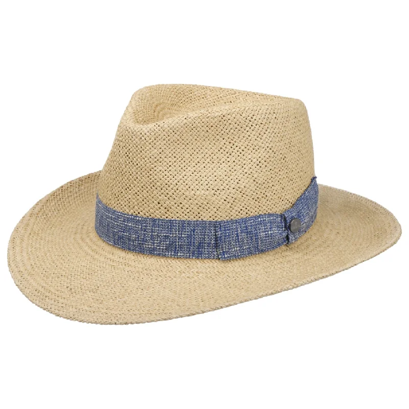 Wide-brimmed straw hat for women for beach days and summer fun -Blue Band Western Straw Hat by Lierys