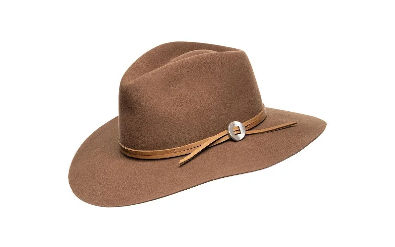 Bold felt hat with unique shape design -PHOEBE WIDE BRIM WOOL HAT - CHESTNUT