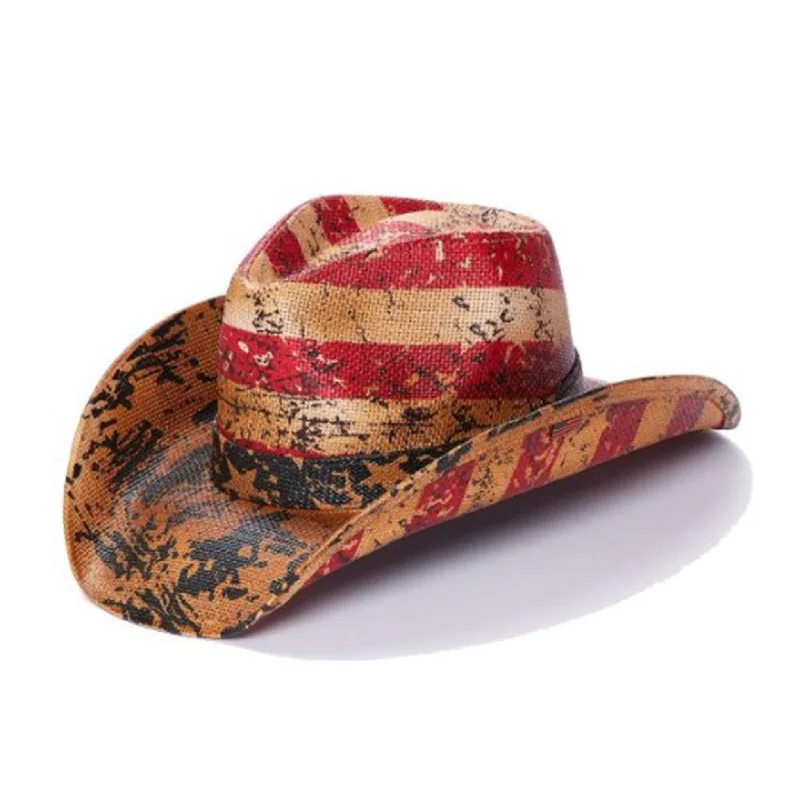 Eco-friendly straw hat for men with biodegradable material and sustainable style -California Hat Co. American Flag Liberty Hat