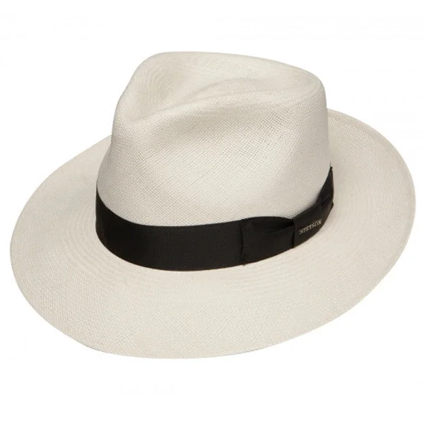 Stylish straw fedora hat for men with a sleek band design -Stetson - Adventurer Straw Hat