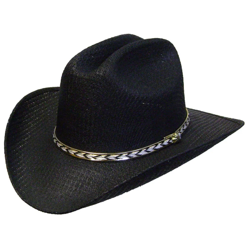 Trendy straw hat for women with geometric accents for modern touch -Summit Hat Kid's Black Tight Weave Bull Rider Hat