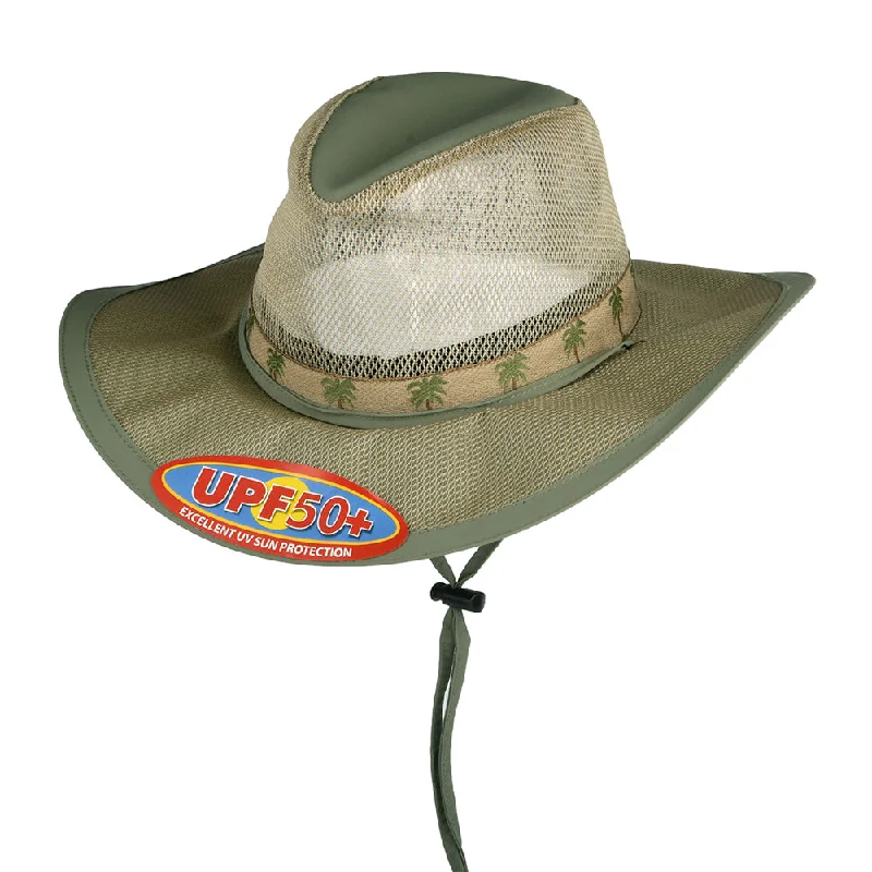 Fashionable cowboy hats for women with colorful embroidered patches for a playful touch -Dorfman Pacific Hats Palmera Vented Outback Hat - Fossil