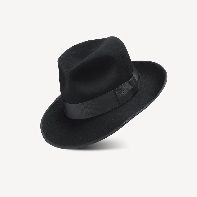 Elegant felt hat for formal evening events -The Major - Black Rabbit