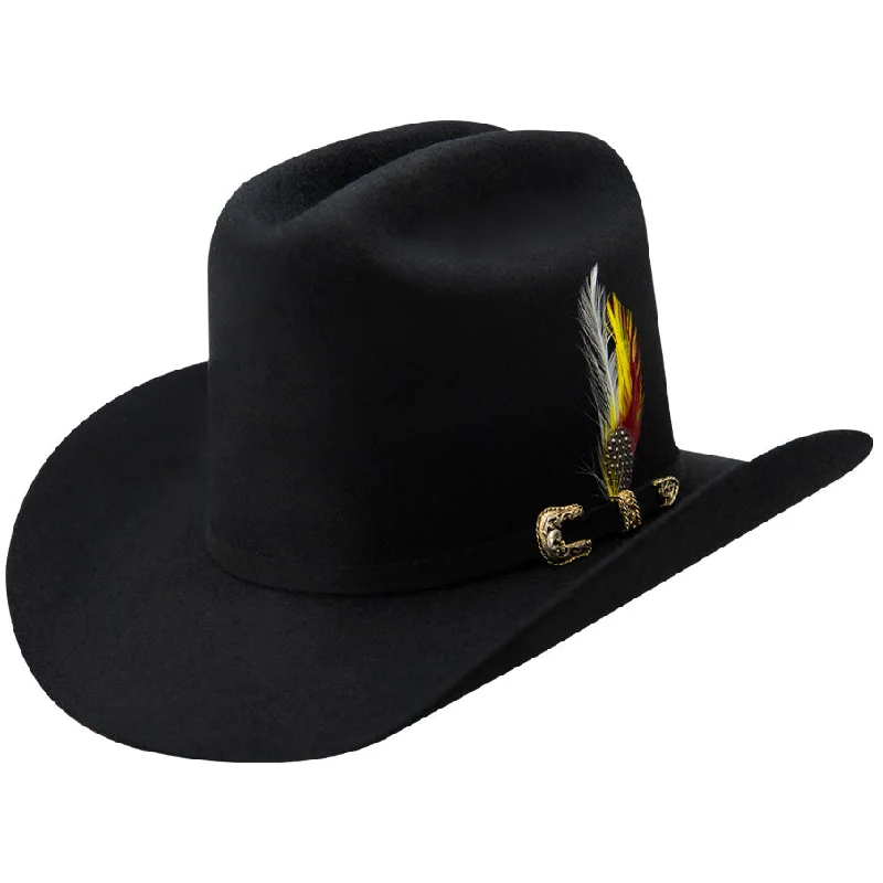 Custom cowboy hats with intricate patterns for women with handmade details -Los Dos Carnales Black Felt Hat