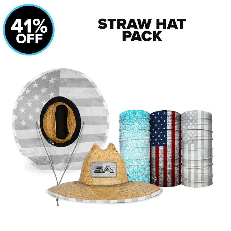 Classic straw boater hat for men with flat top and vintage vibe -STRAW HAT + 3 FACE SHIELDS®