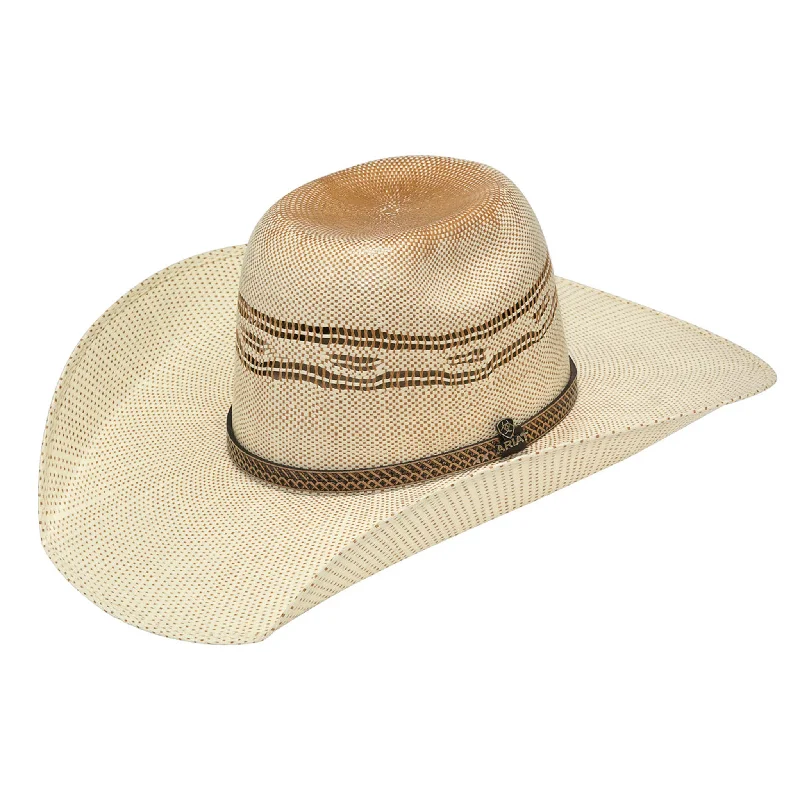 Beach-ready straw sun hat for women with adjustable chin strap and sun protection -Ariat Bangora Tan/Ivory Hat