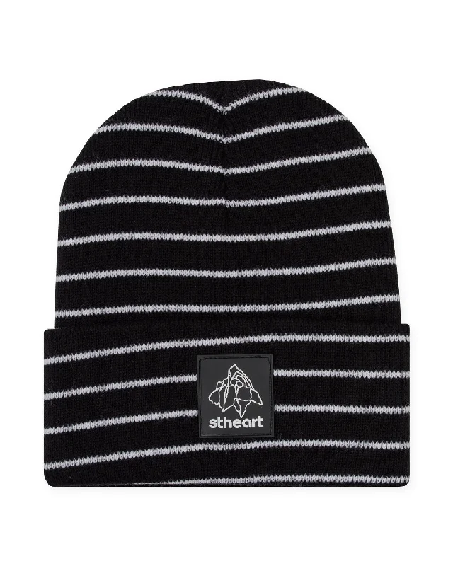 Embroidered cap with custom team initials -Rock Logo Beanie | Pinstripe