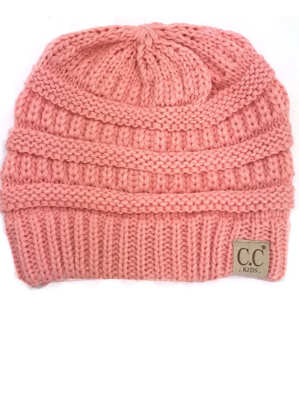 Classic cap with simple logo embroidery -YJ-847 Peach Kid Beanie