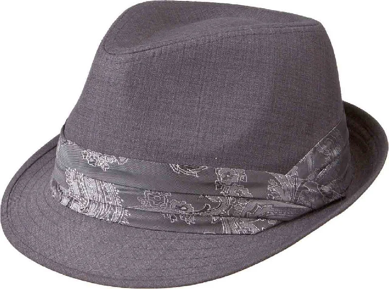 Custom fedora hats for women with adjustable straps and chic design elements -Kenny K - Dark Gray and Silver Fedora Hat