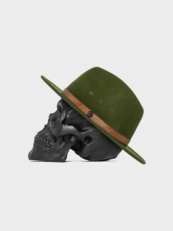 Traditional cowboy hats for men with a timeless shape and natural color -Jungle Green Fedora