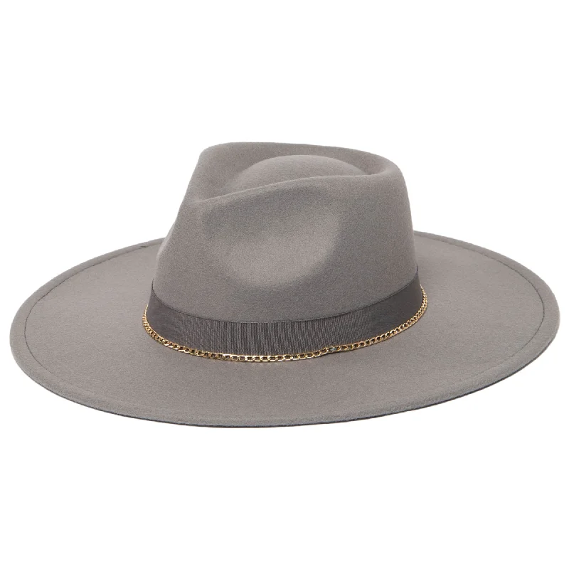 Fashionable fedora hats for men with unique patterns and textured materials -Mia - Faux Felt Fedora with Pinch Crown and Gold Trim Band