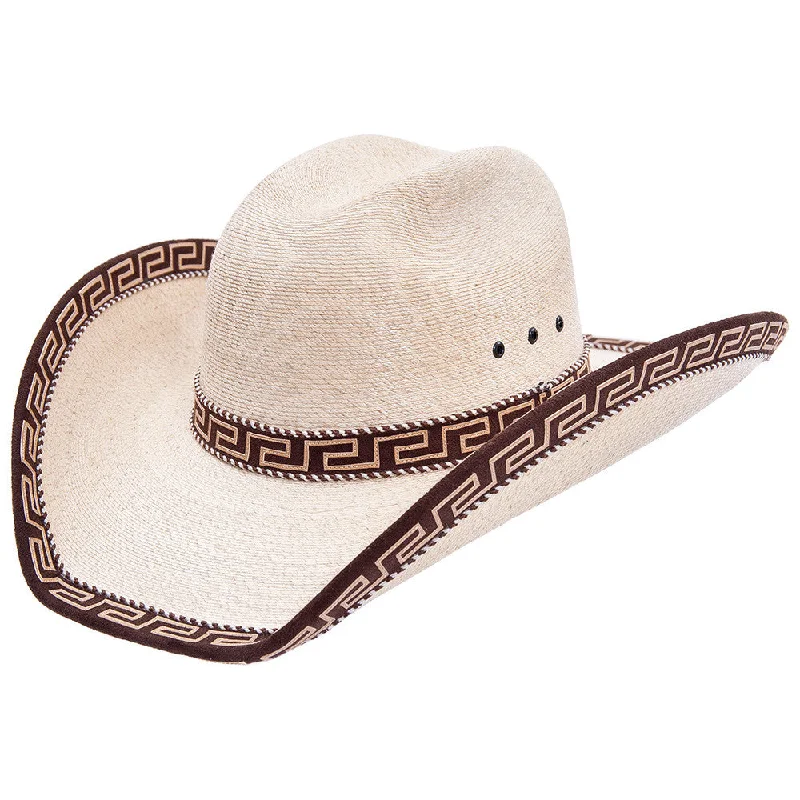 Custom embroidered cowboy hats for women with unique logos or patterns for style -Sahuayo Palm Decorated Cowboy Hat by Stone Hats