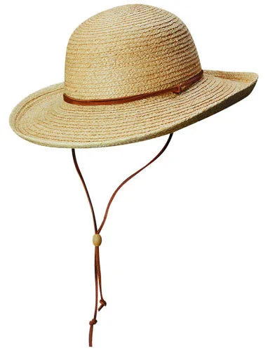 Classic straw sun hat for women with chic woven texture and sun protection -Scala - Raffia Braid Sun Hat