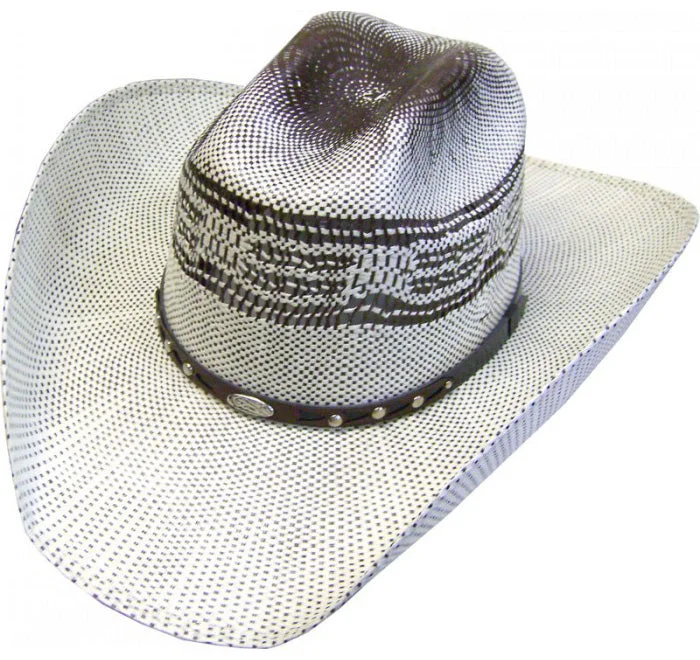 Stylish straw cap for men with woven texture and modern design -50X Bangora Silverton Two Tone - Ivory/Brown