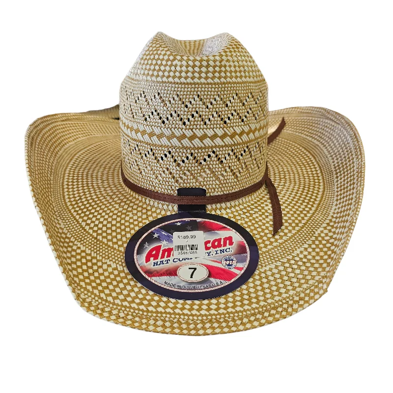 Fun straw sun hat for women with floral accents and playful design -American Hat Co. Straw Hat - #TC8850