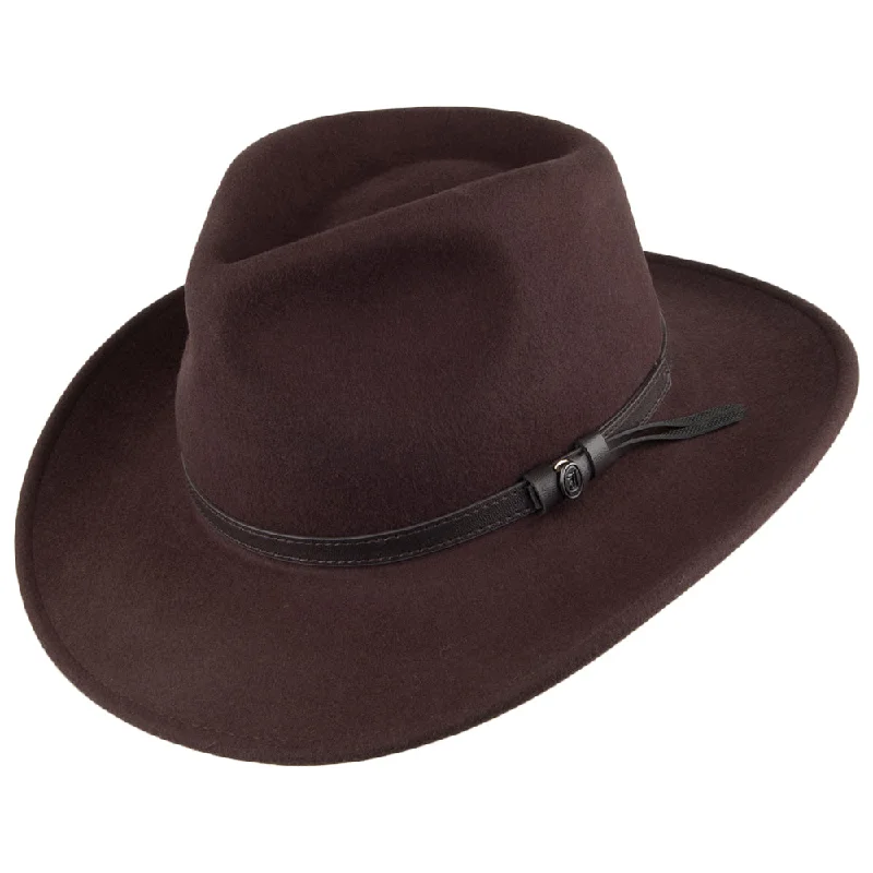 Classic leather cowboy hats for men with rustic, vintage appeal -Jaxon & James Crushable Outback Hat Brown Wholesale Pack