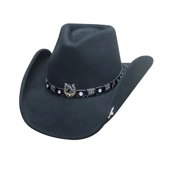 Fashionable cowboy hats for men with intricate woven designs for a custom touch -Bullhide Dark Horse - Wool Felt Cowgirl Hat