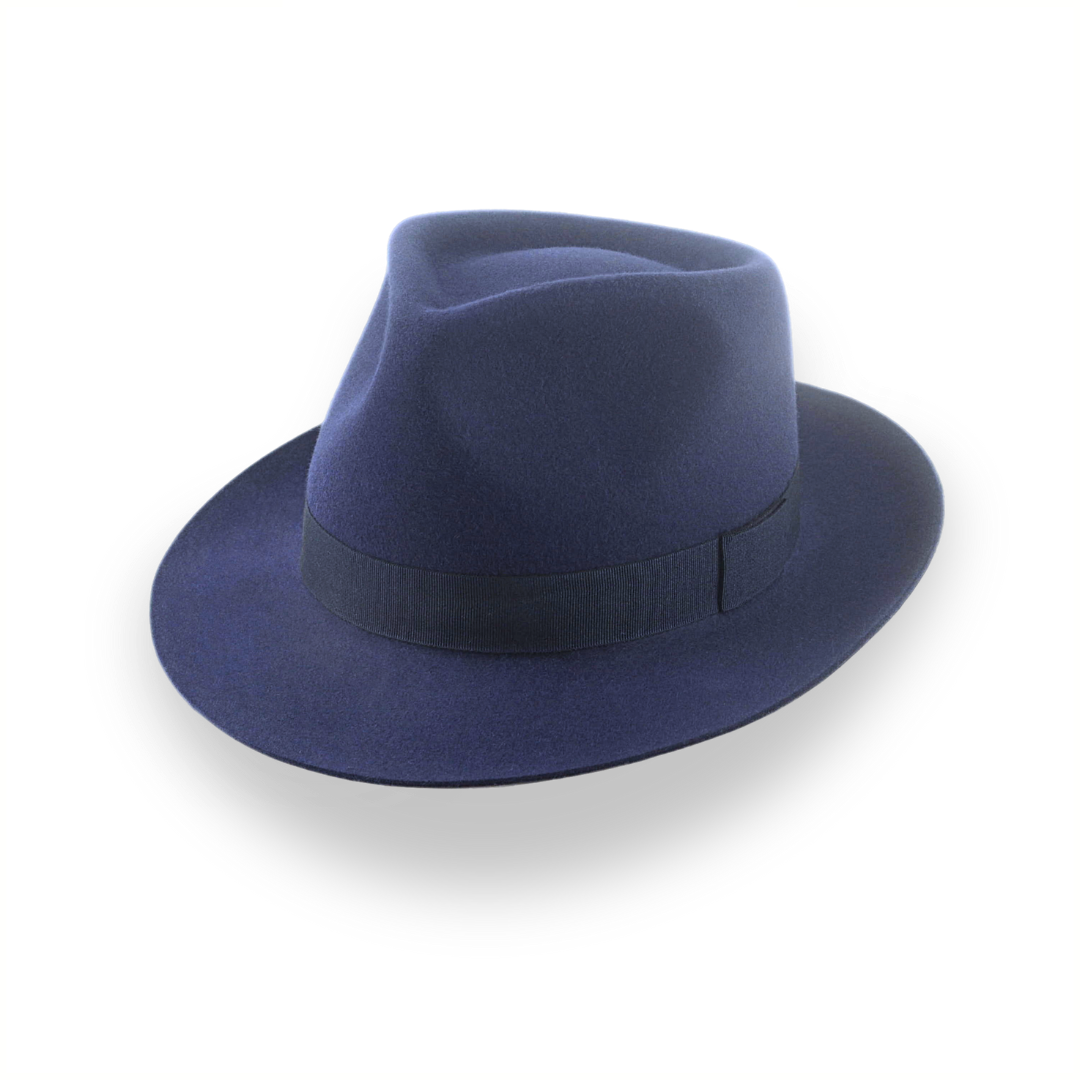 Fedora hats for men with textured finishes for a modern and dynamic look -Navy Blue Teardrop Crown Fedora for Men | The Diplomat