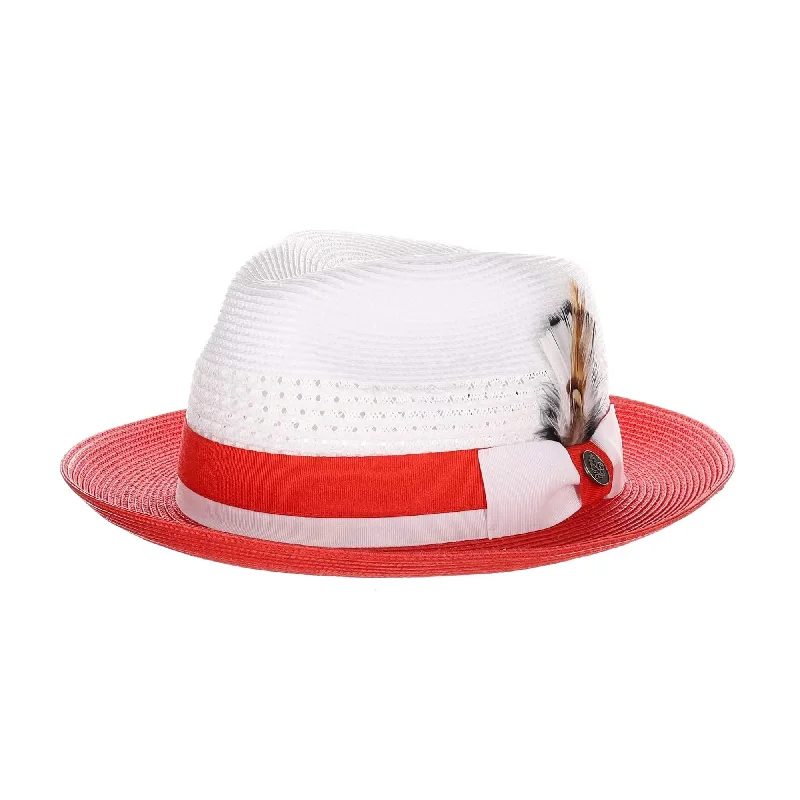 Elegant felt fedora hats for women with satin ribbons for a sophisticated look -Steven Land Elliott Pinch Front Natural Straw Fedora